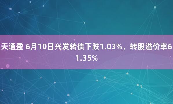 天通盈 6月10日兴发转债下跌1.03%，转股溢价率61.35%