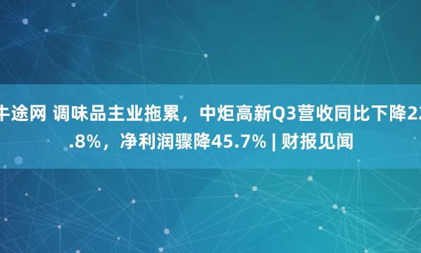 牛途网 调味品主业拖累，中炬高新Q3营收同比下降22.8%，净利润骤降45.7% | 财报见闻